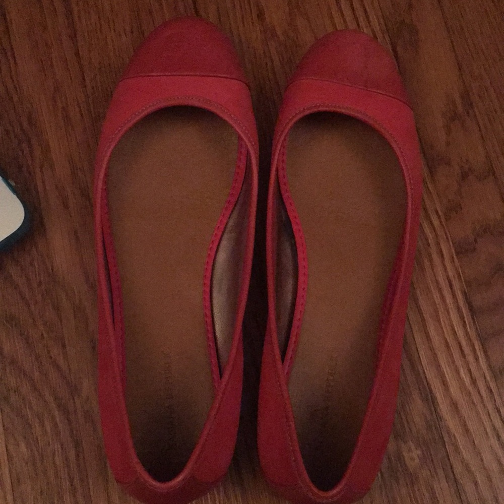 Red leather toed flats